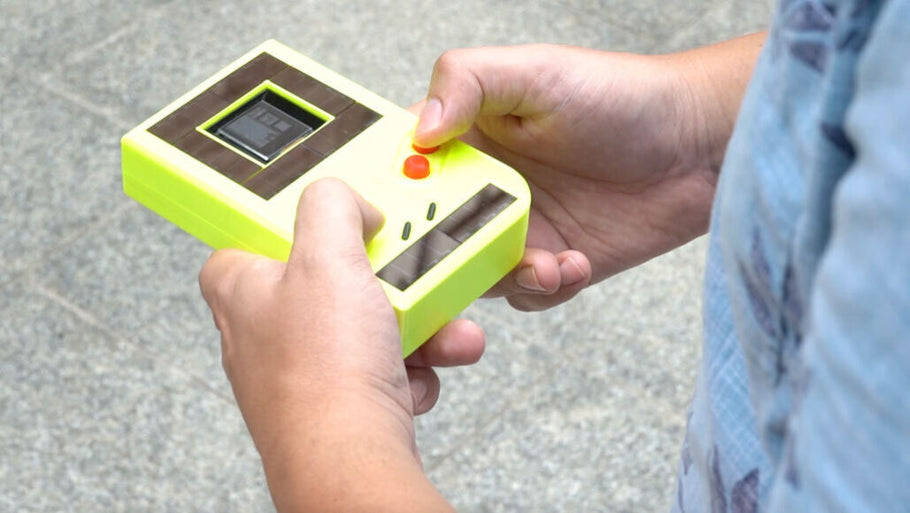 A Game Boy look-alike runs on solar panels and button smashes